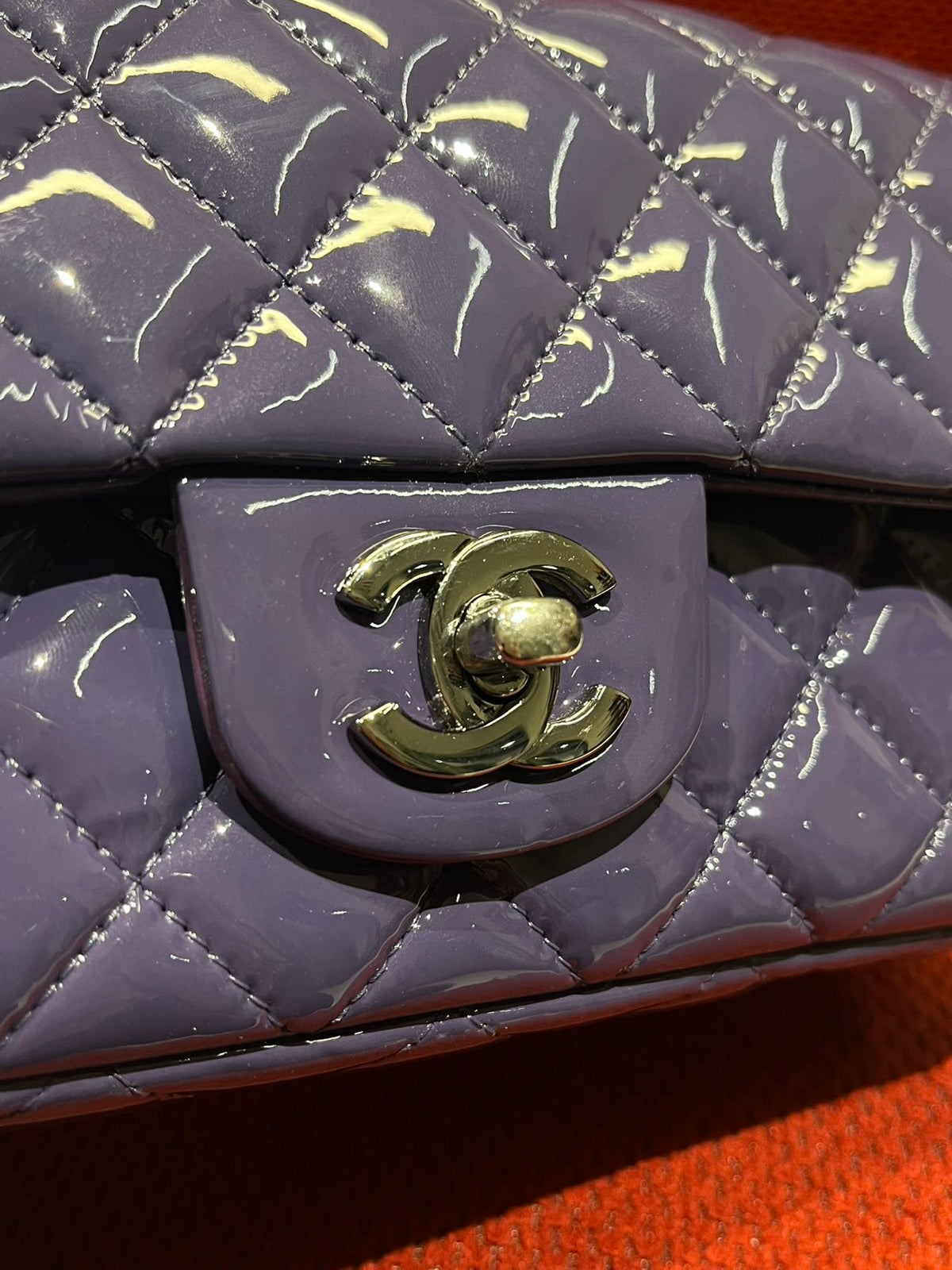 Chanel Timeless Classic flap mini rectangle patent purple