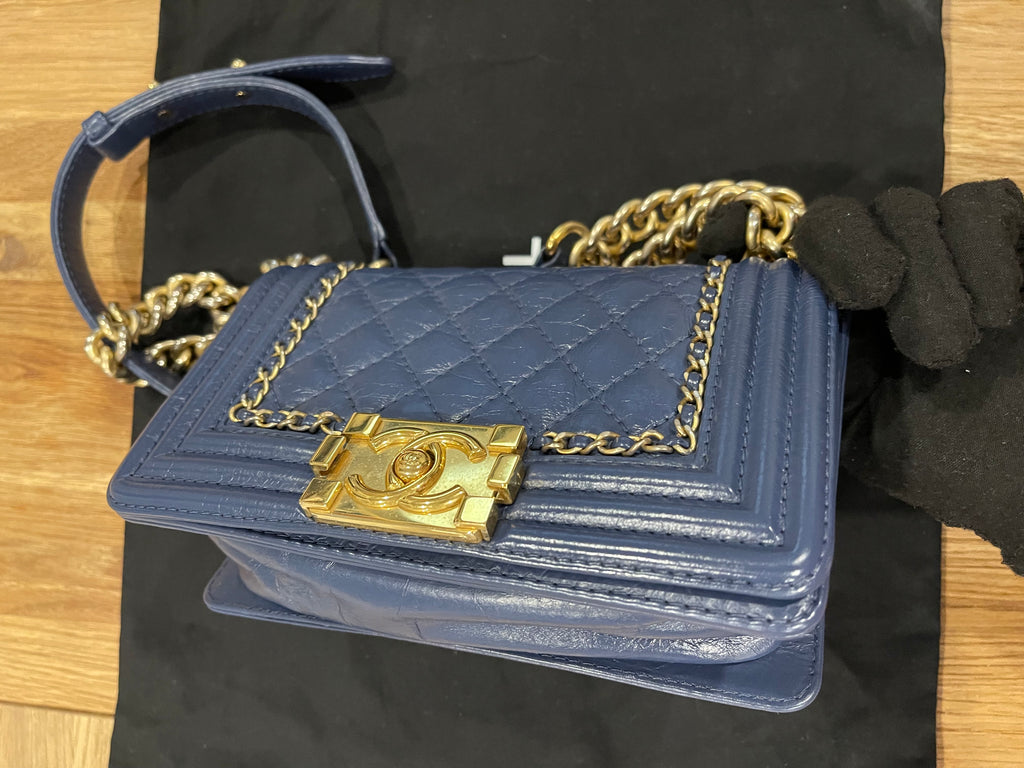 Chanel leboy small blue lambskin gold hardware