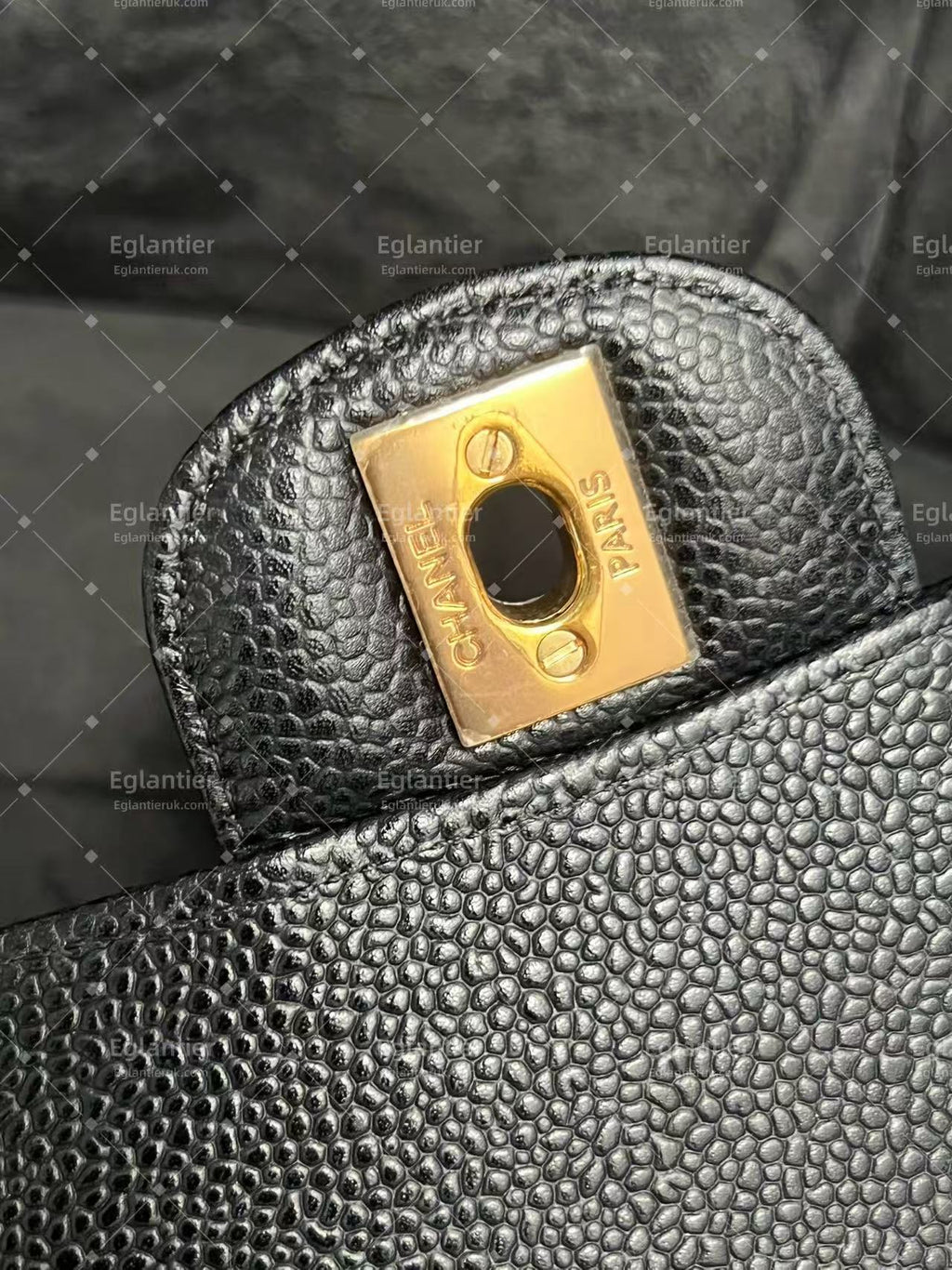 Chanel Timeless Classic Double Flap | Medium | Black Caviar | Gold Hardware | Pre-Owned| ID CARD