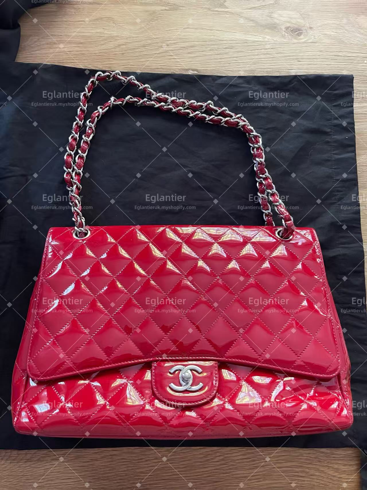 Chanel Timeless Classic flap maxi patent red