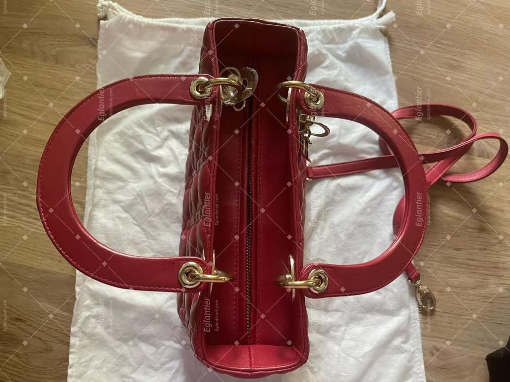lady dior medium red lambskin
