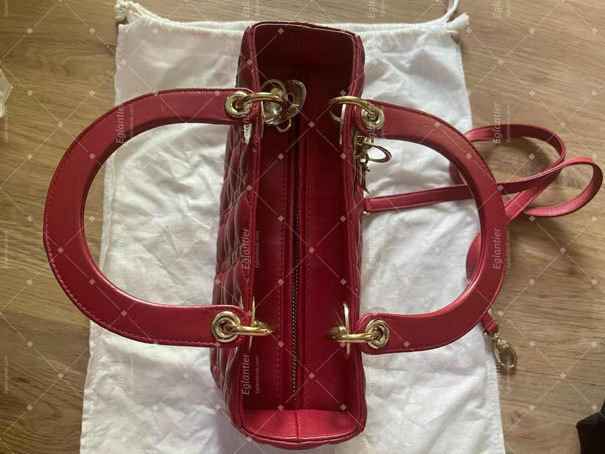 lady dior medium red lambskin