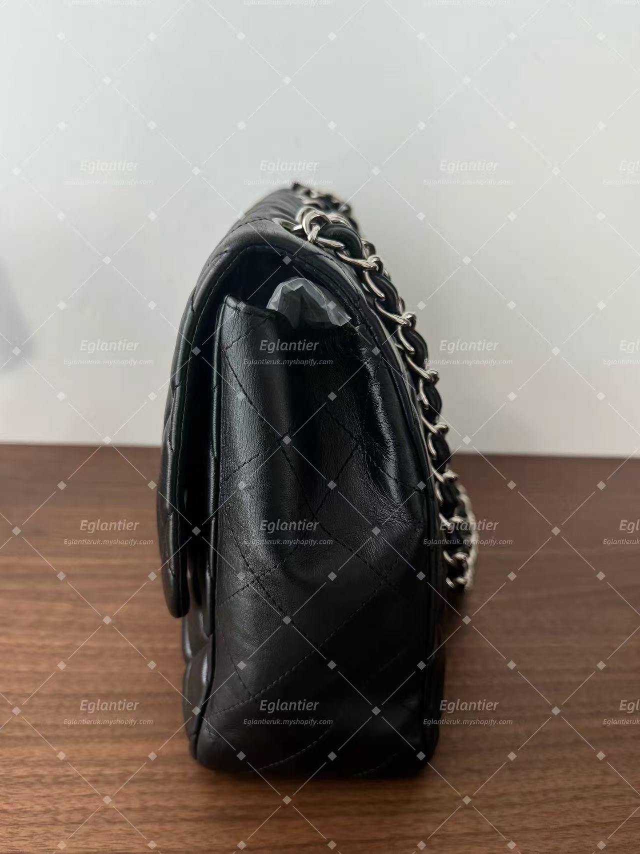 Chanel Timeless Classic single flap jumbo lambskin black silver hardware
