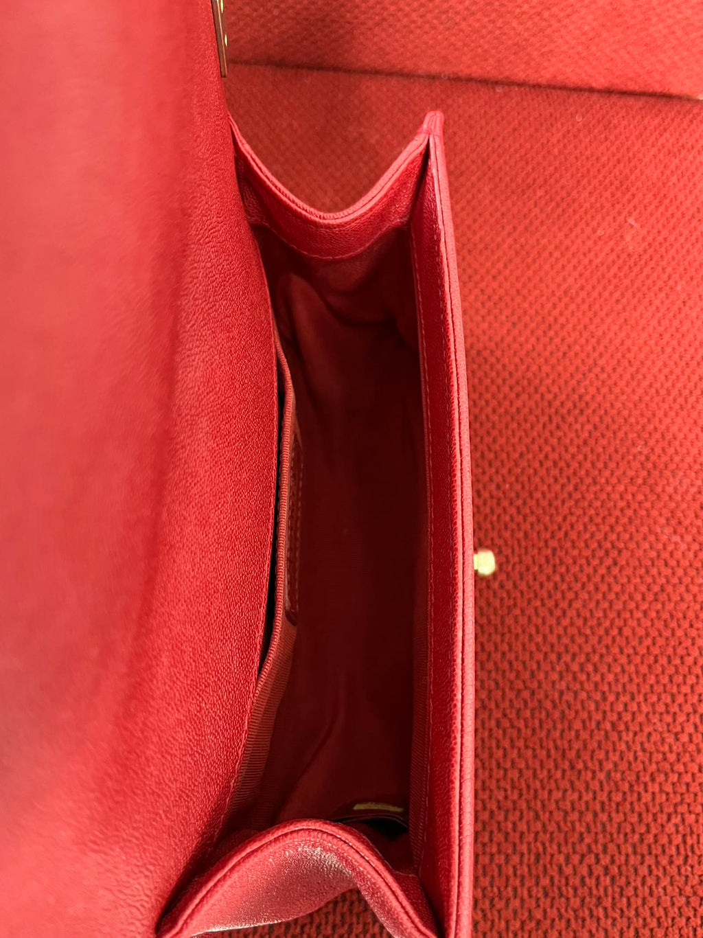 Chanel leboy small red caviar leather gold hardware