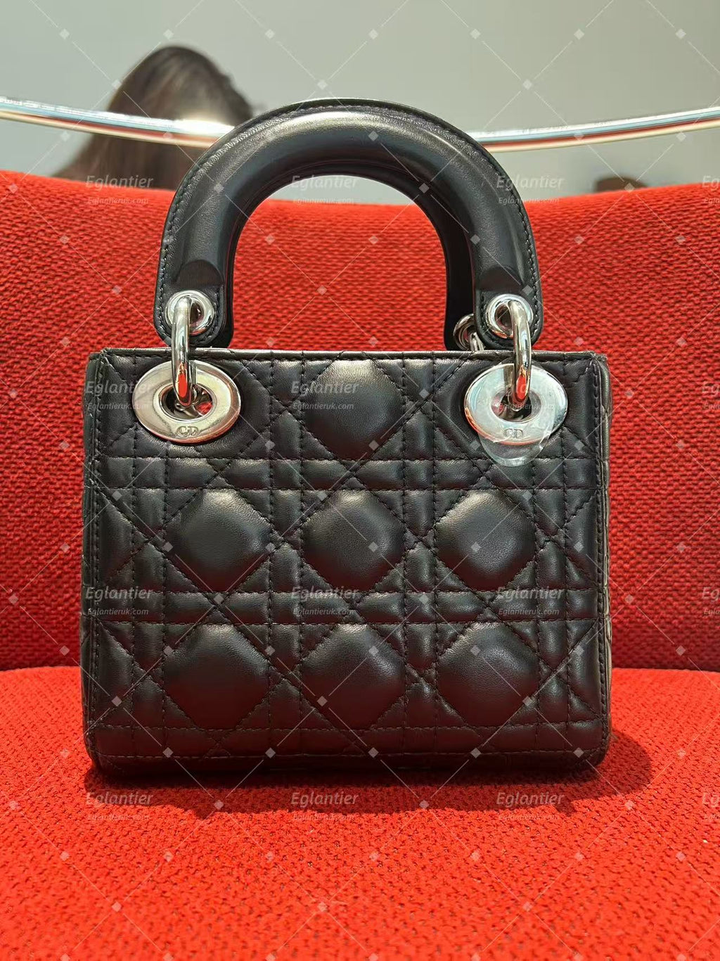 lady dior mini black lambskin silver hardware