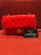 Chanel Timeless Classic flap mini rectangle patent red