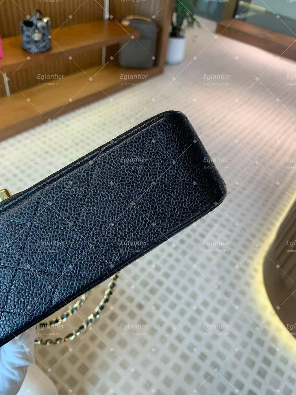 Chanel Timeless Classic Double Flap | Medium | Black Caviar | Gold Hardware | Pre-Owned| ID CARD