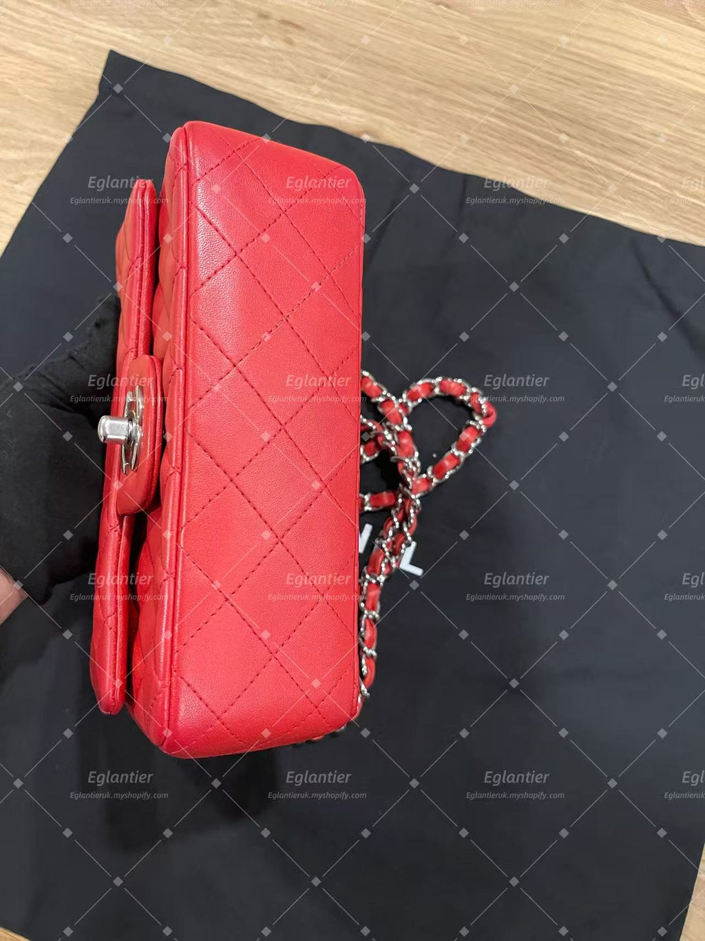Chanel Timeless Classic flap mini rectangle lambskin red