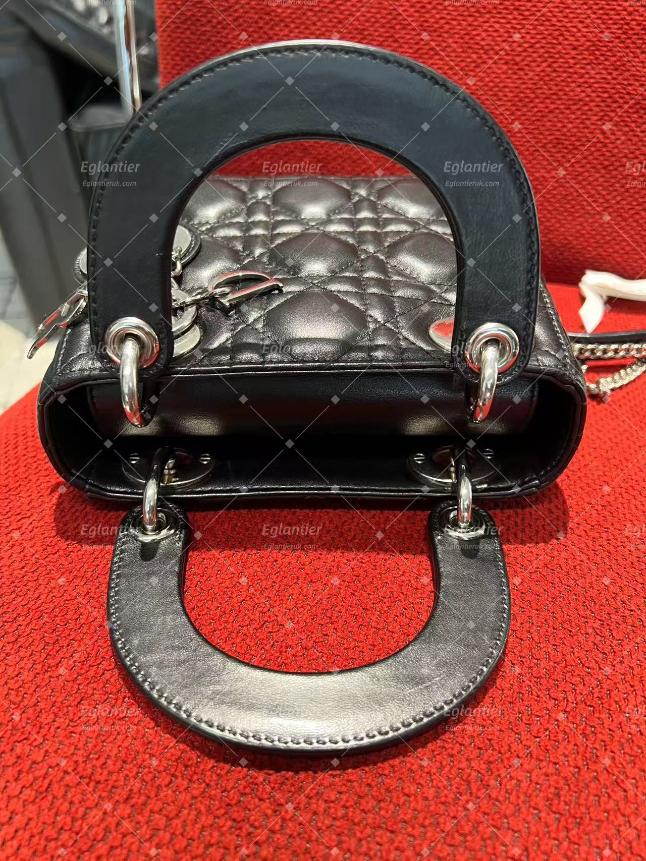 lady dior mini black lambskin silver hardware
