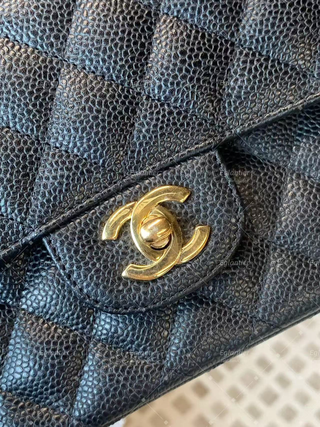 Chanel Timeless Classic Double Flap | Medium | Black Caviar | Gold Hardware | Pre-Owned| ID CARD