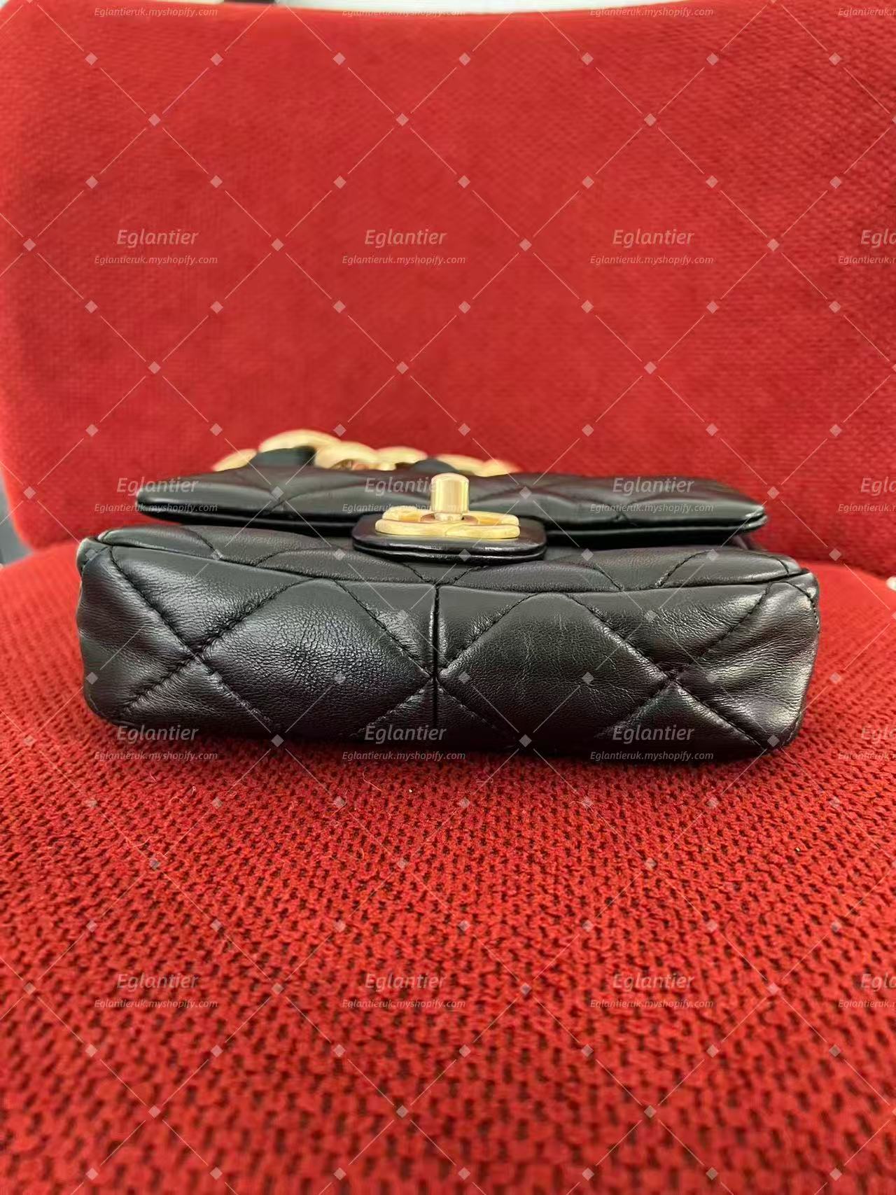 Chanel mini square flap bag lambskin gold hardware