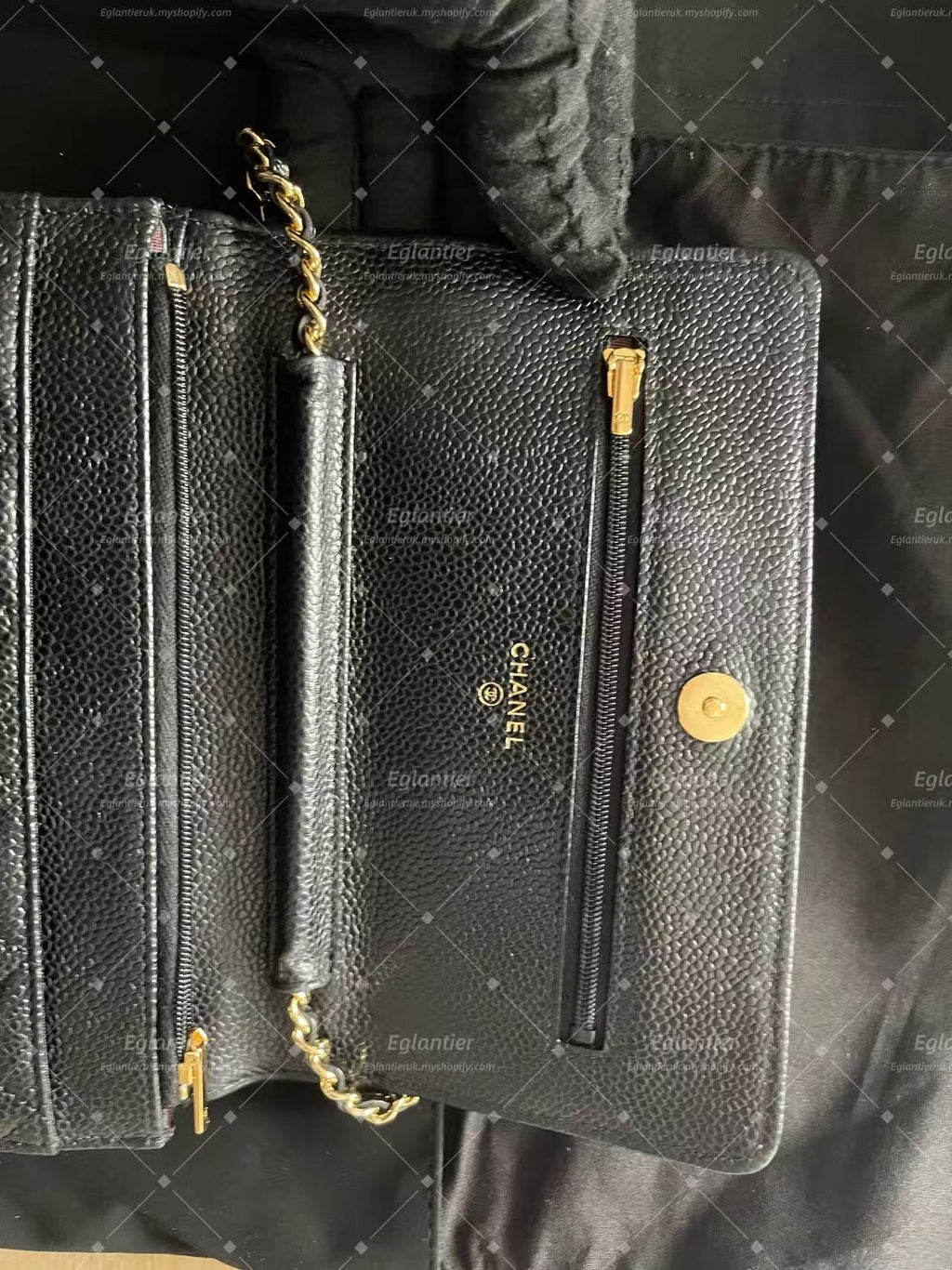 Chanel Timeless Wallet On Chain WOC caviar microchip gold hardware