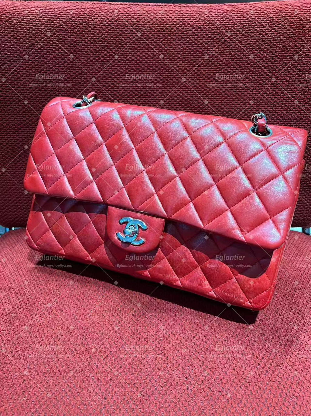 Chanel Timeless Classic double flap red lambskin medium