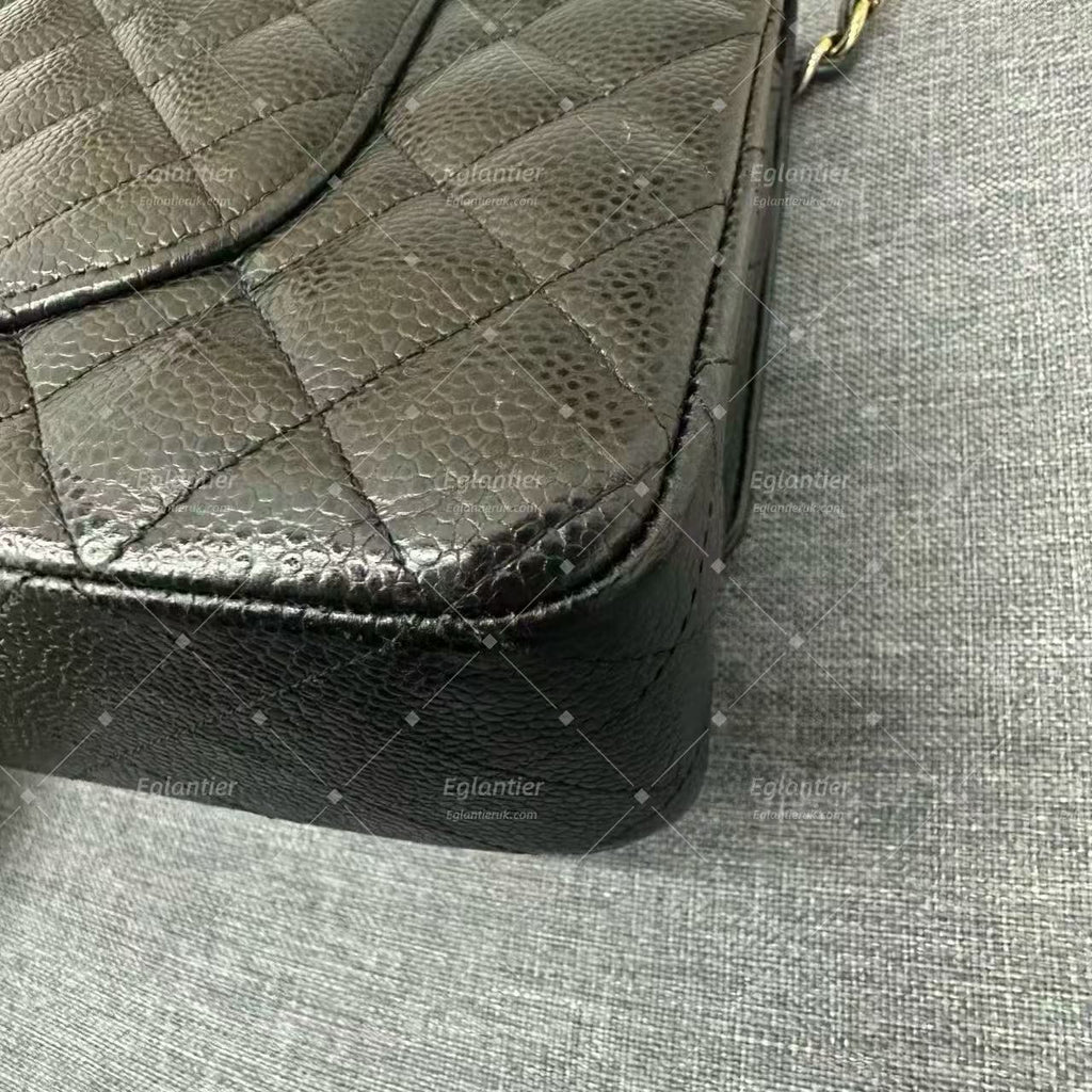 Chanel Timeless Classic Double Flap | Medium | Black Caviar | Gold Hardware | Pre-Owned| ID CARD