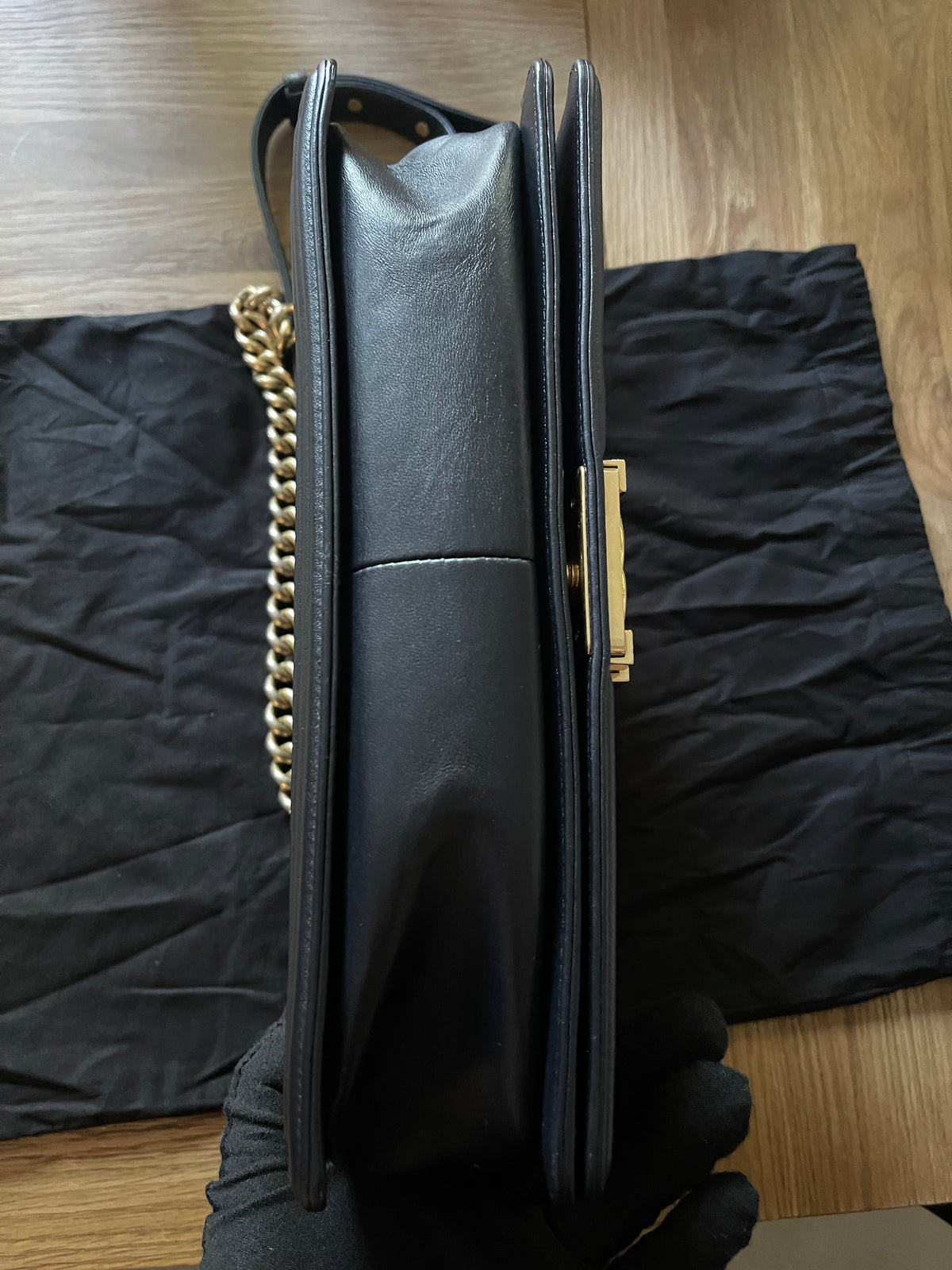 chanel leboy large black lambskin gold hardware