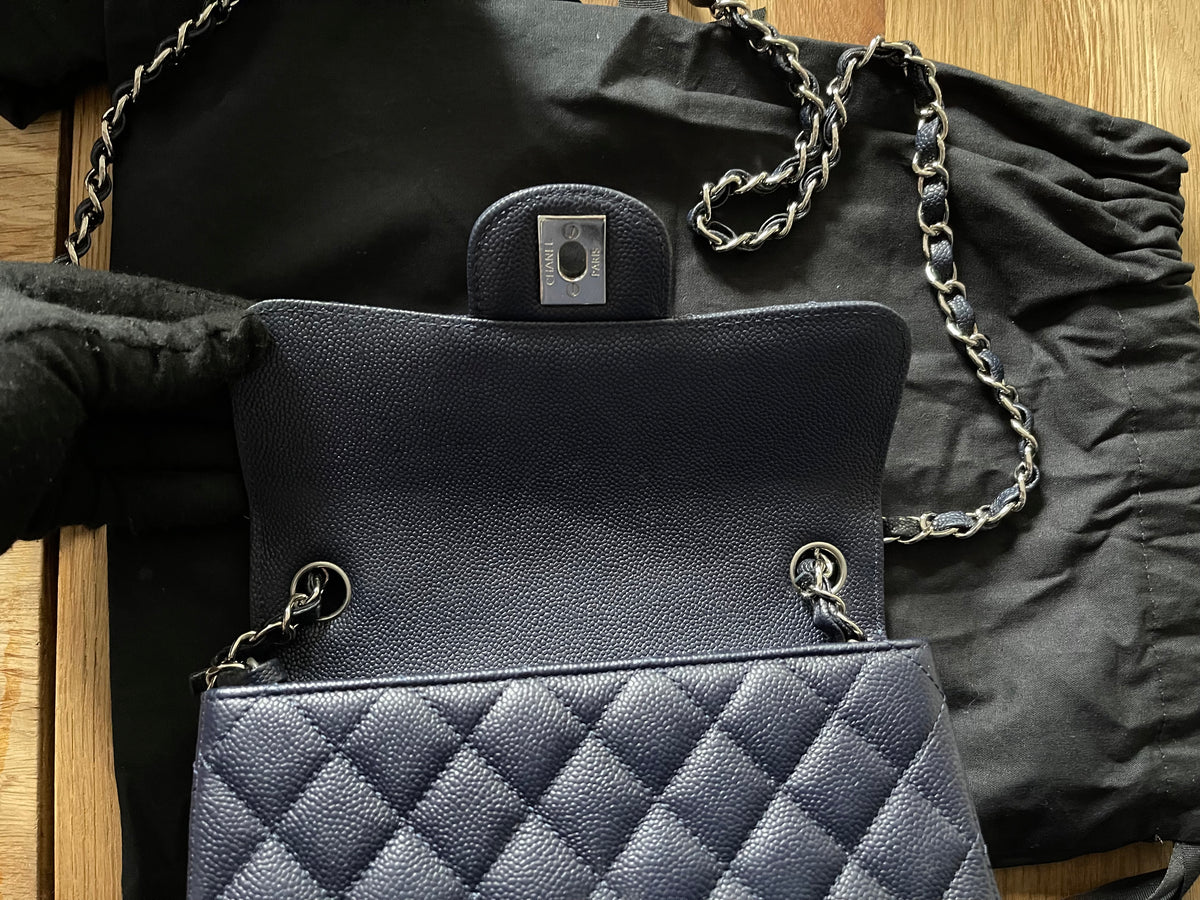 Chanel Timeless Classic Double Flap | mini | Blue Caviar | Silver Hardware | Pre-Owned |