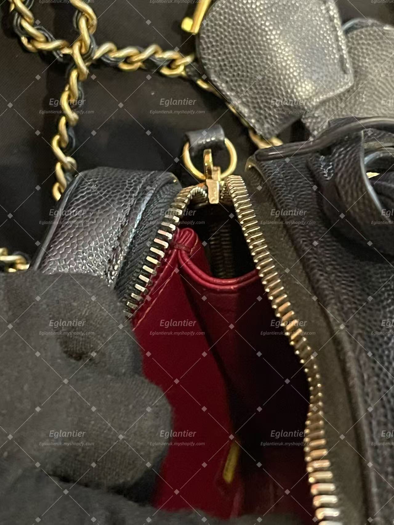 Chanel Small Quilted Vanity Case with Chain - Black with ID card