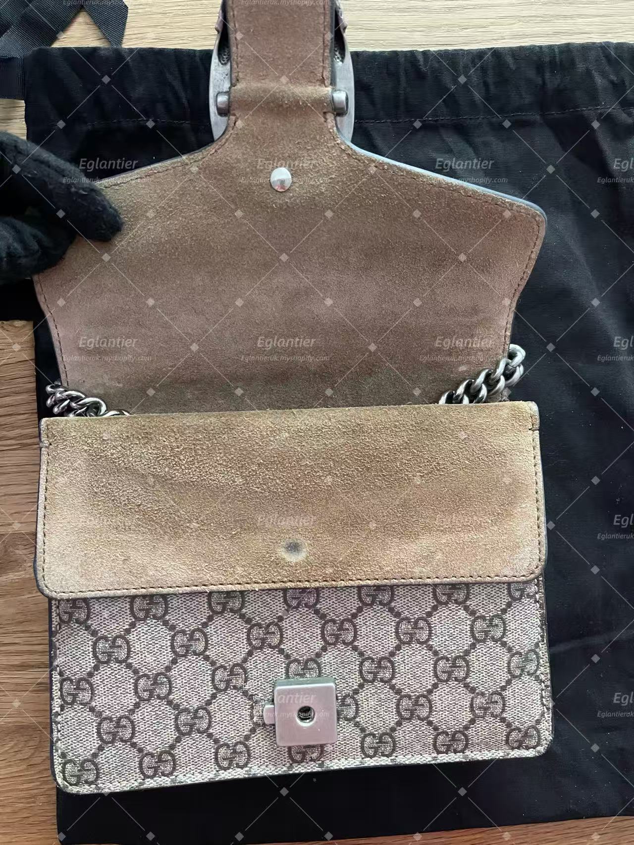 Gucci Dionysus GG Shoulder Bag Small Beige/Ebony Canvas