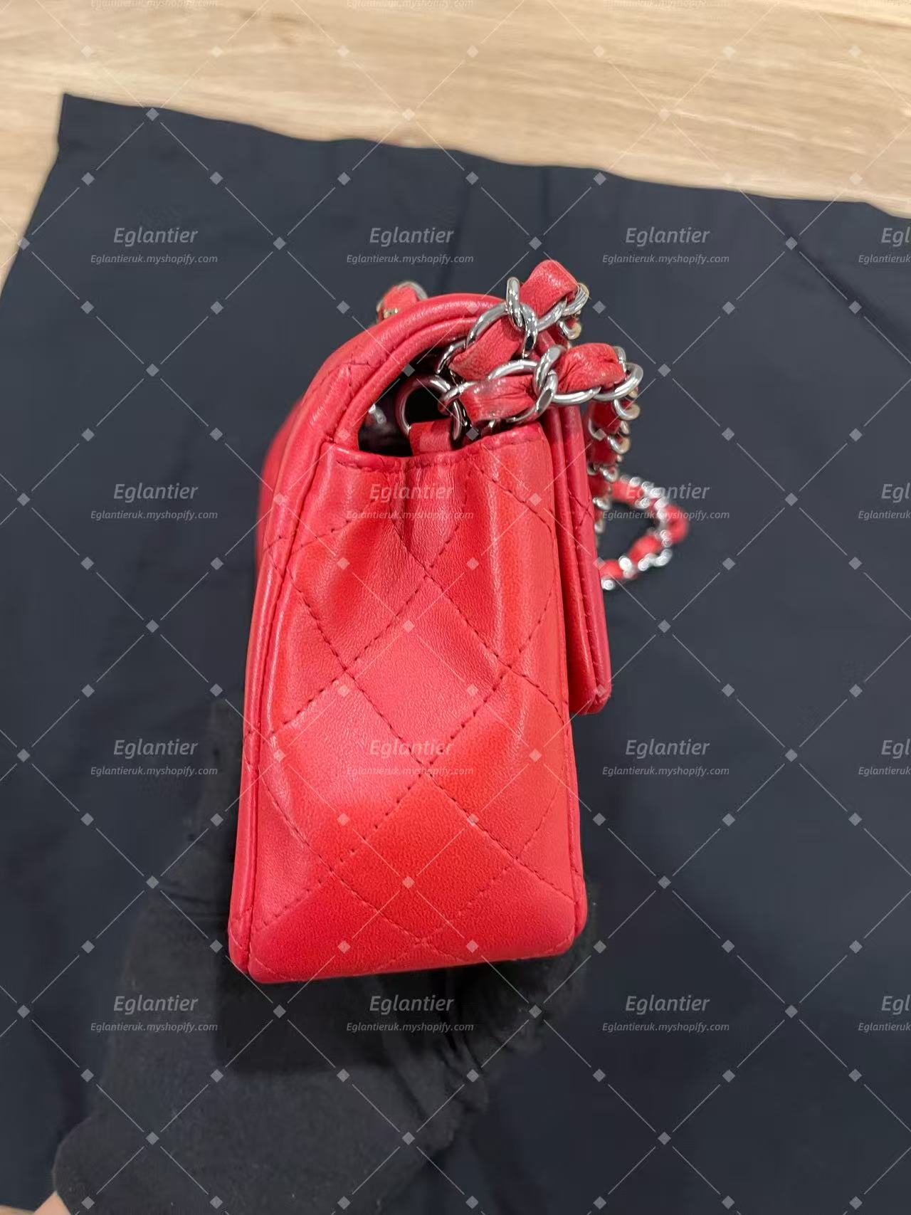 Chanel Timeless Classic flap mini rectangle lambskin red