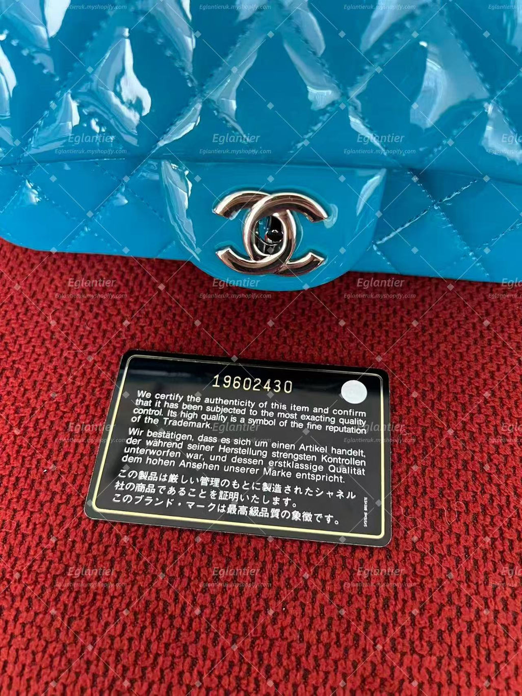 Chanel Timeless Classic flap mini rectangle patent blue
