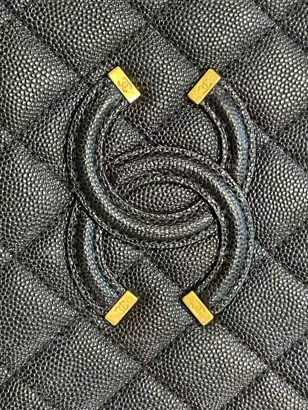 Chanel Small Quilted Vanity Case with Chain - Black with ID card