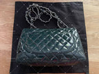Chanel double flap bag patent leather dark green jumbo