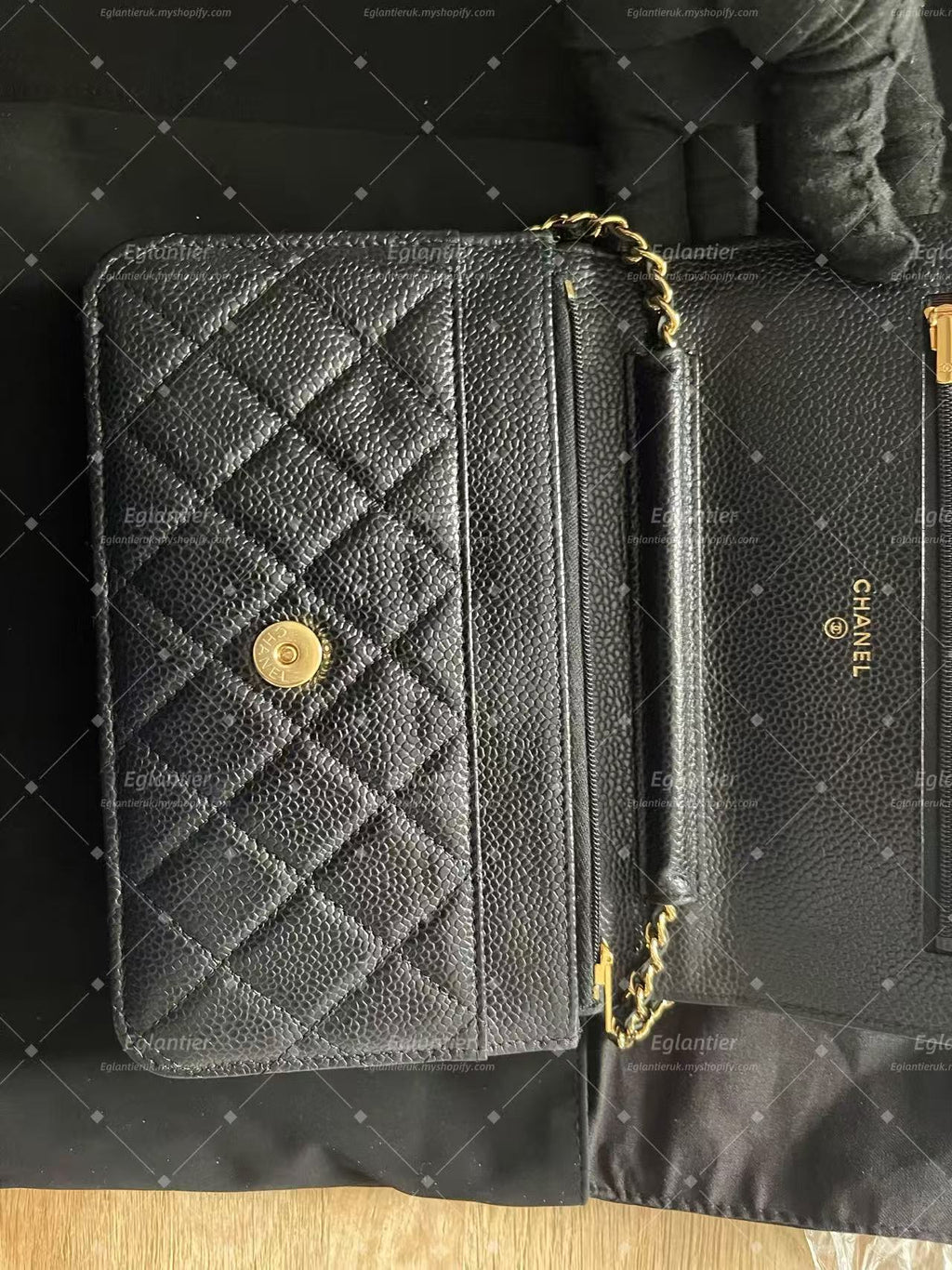 Chanel Timeless Wallet On Chain WOC caviar microchip gold hardware