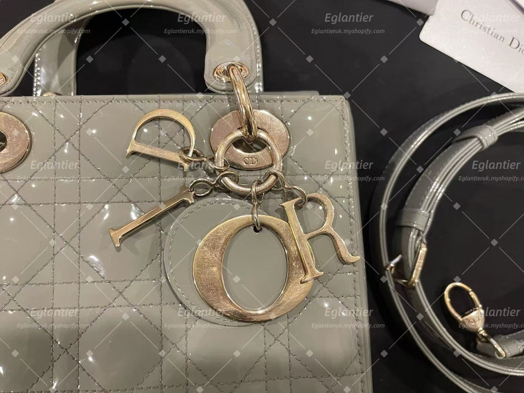 lady dior small gray patent
