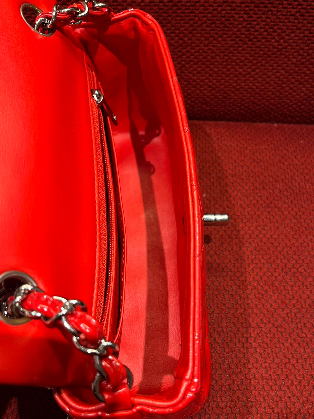 Chanel Timeless Classic flap mini rectangle patent red