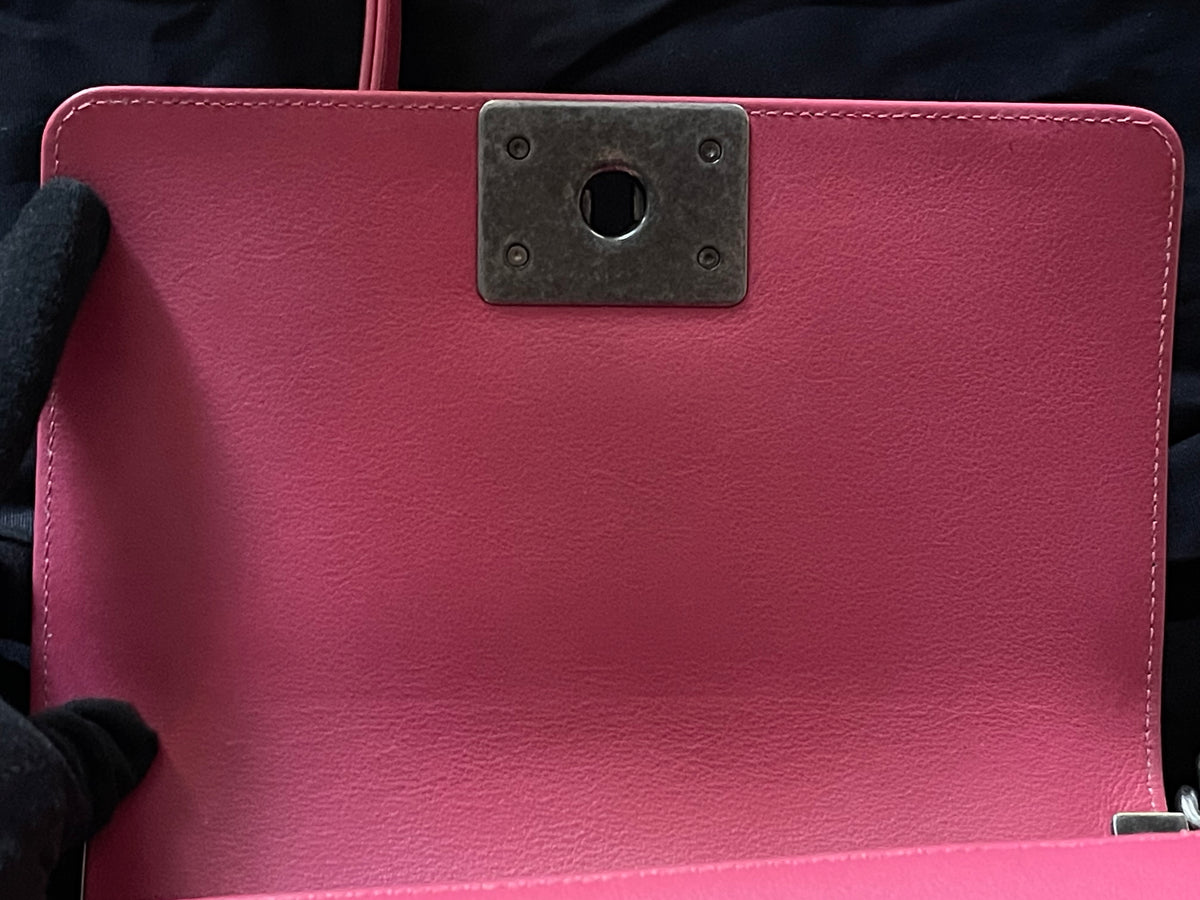 Chanel leboy small red caviar leather silver hardware