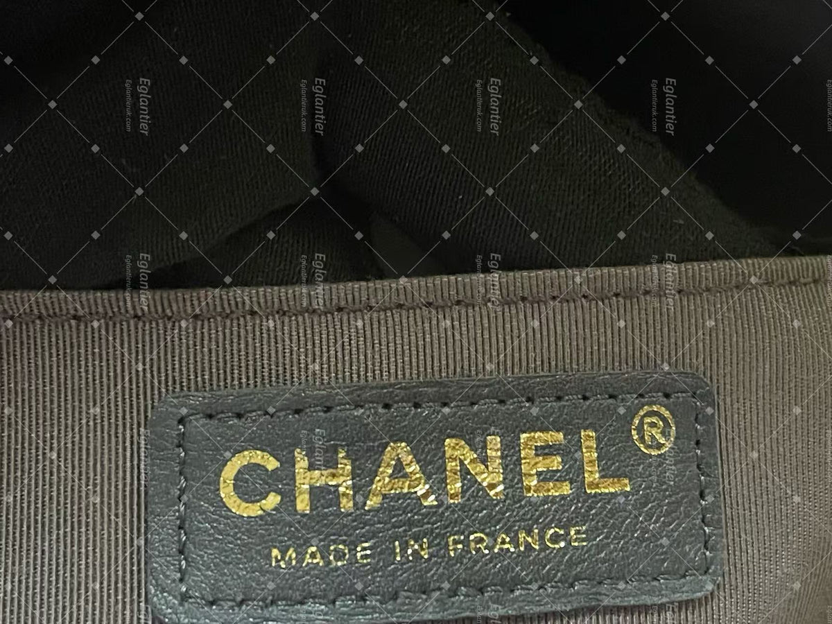 chanel leboy medium black flap bag lambskin gold hardware ID card