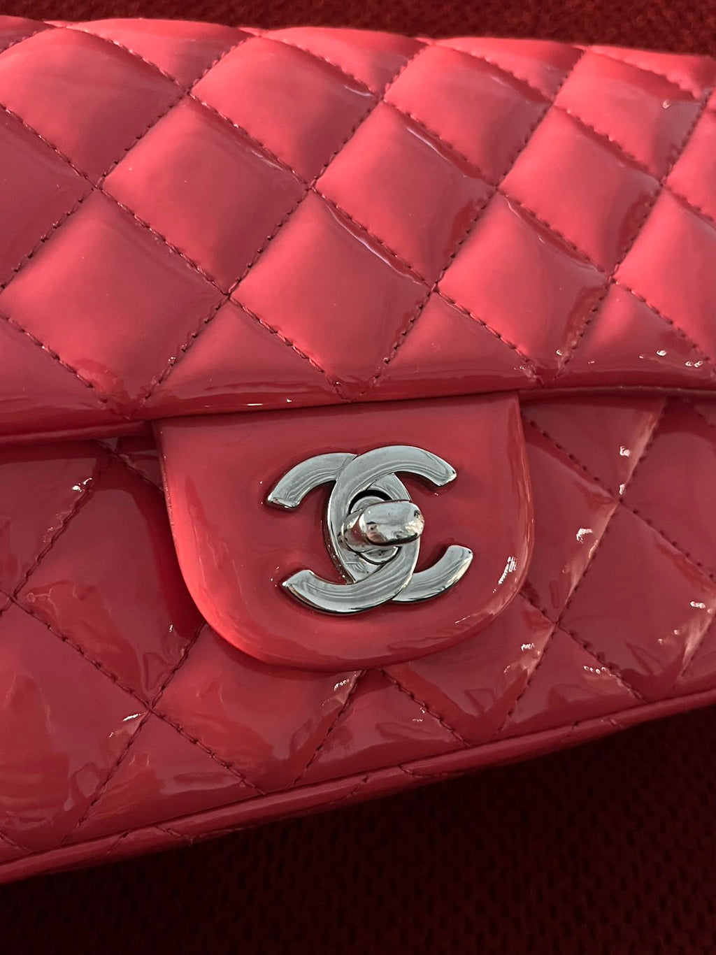 Chanel Timeless Classic flap mini rectangle patent pink