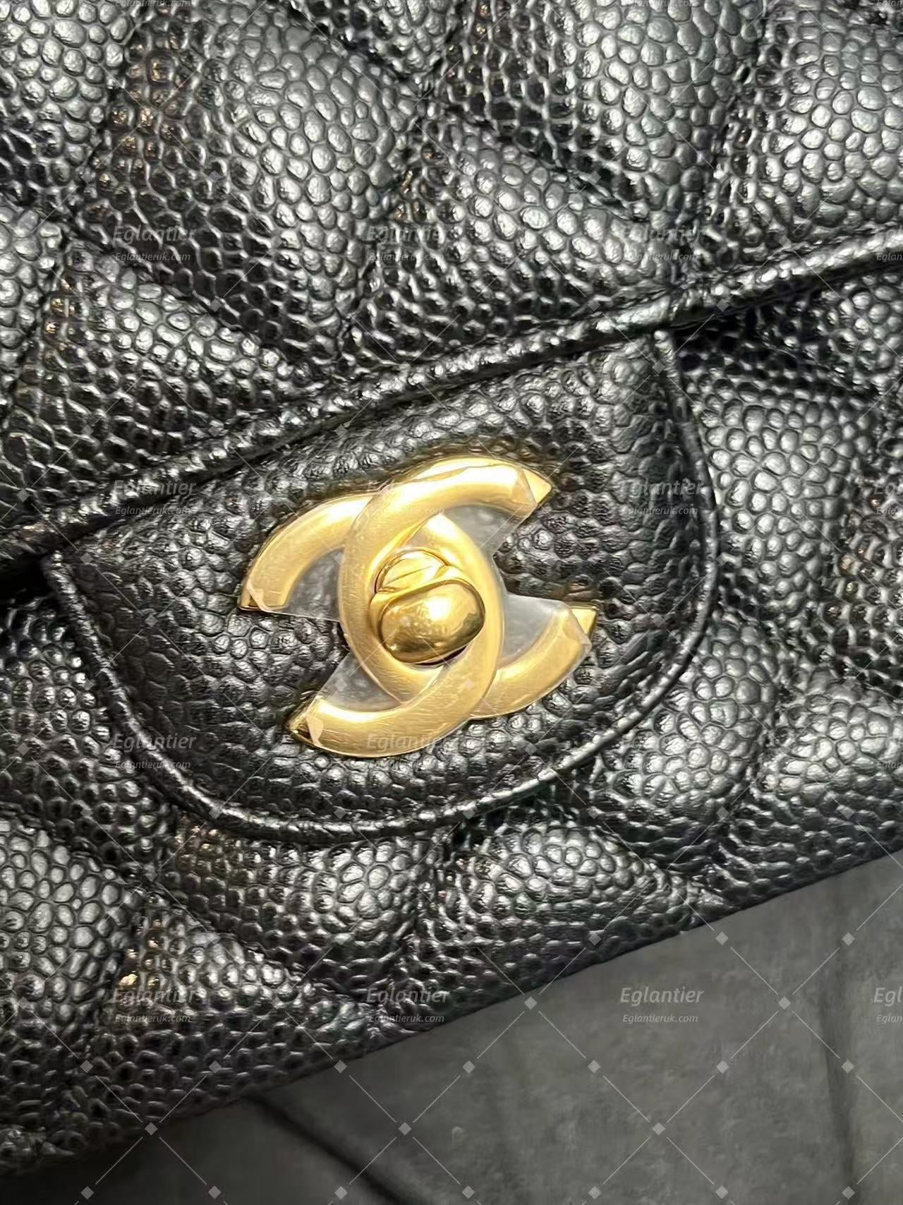 Chanel Timeless Classic Double Flap | Medium | Black Caviar | Gold Hardware | Pre-Owned| ID CARD