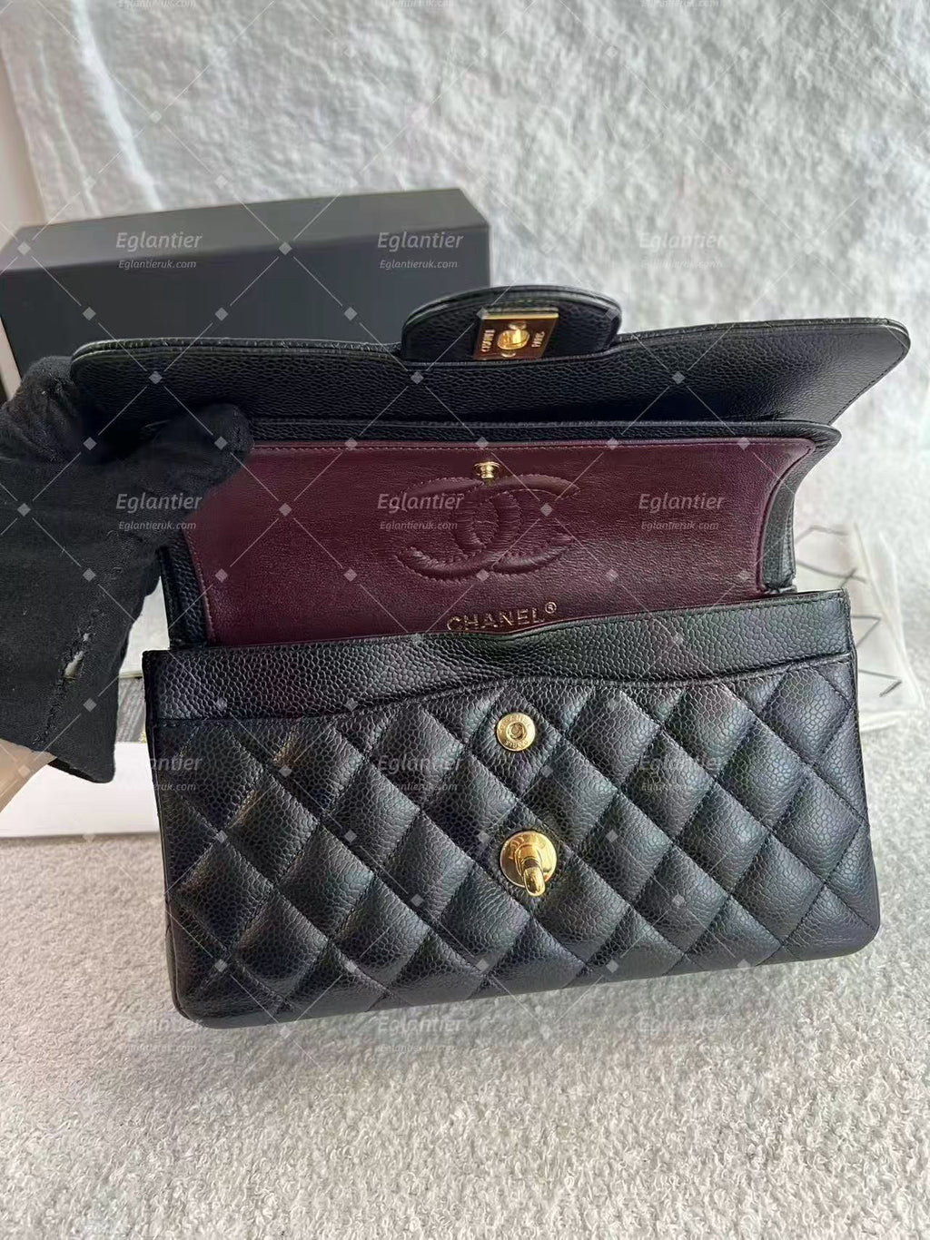 Chanel Classic Double Flap Bag | Small | Caviar Leather | Pre-Owned| ID Card receipt