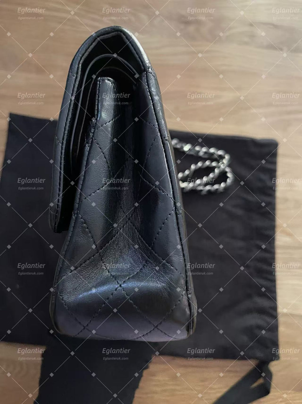 Chanel Classic double flap bag lambskin black medium silver hardware