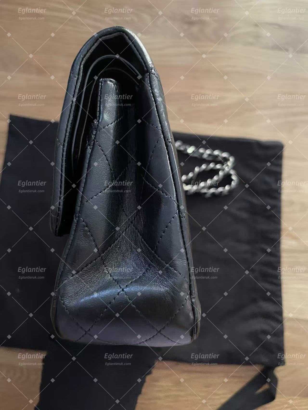 Chanel Classic double flap bag lambskin black medium silver hardware