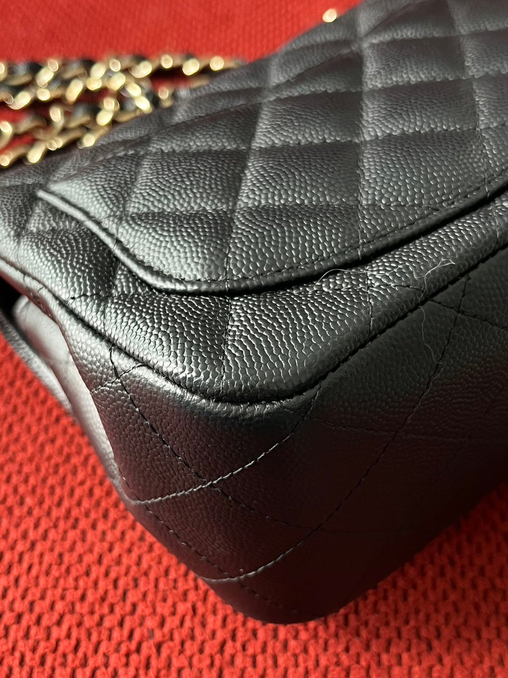 Chanel mini square flap bag caviar leather
