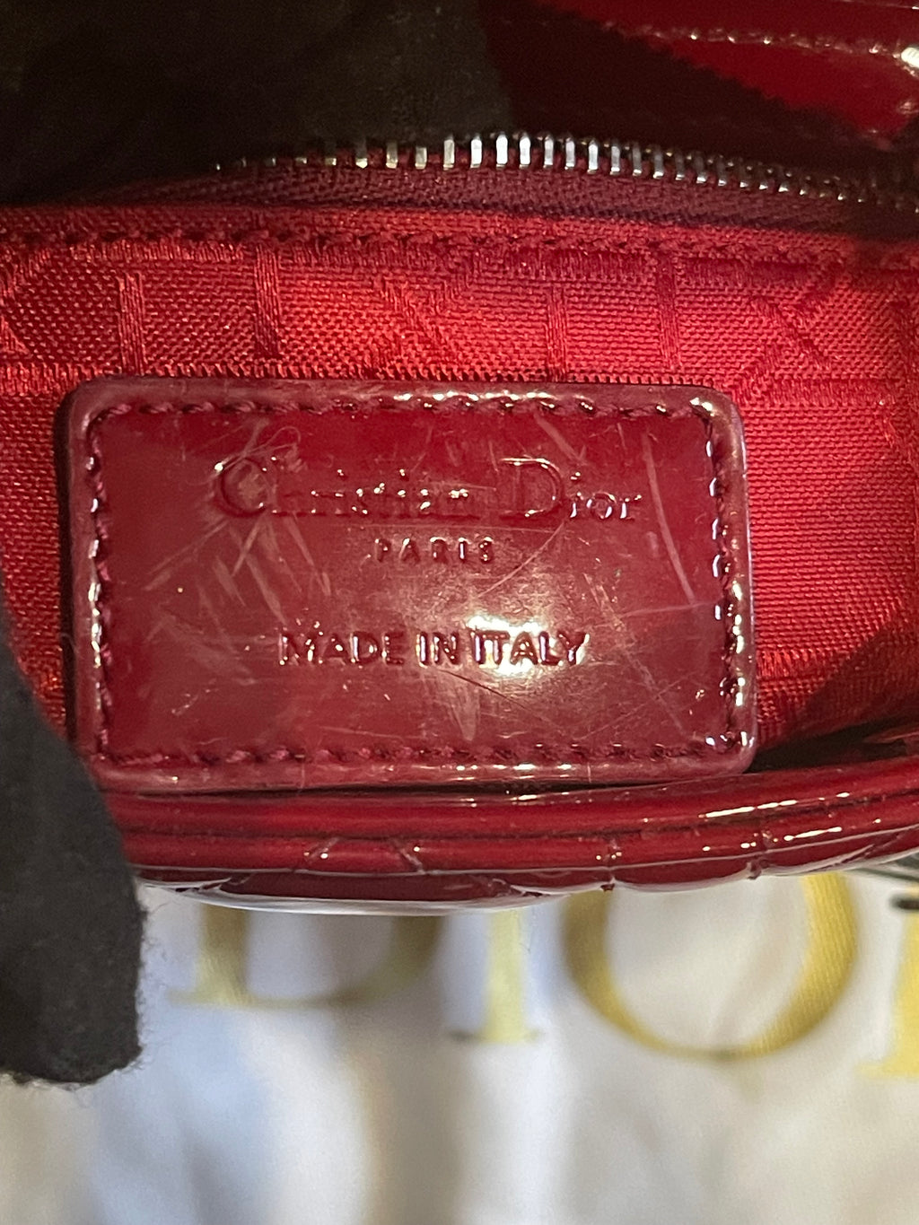 Lady dior mini red patent leather