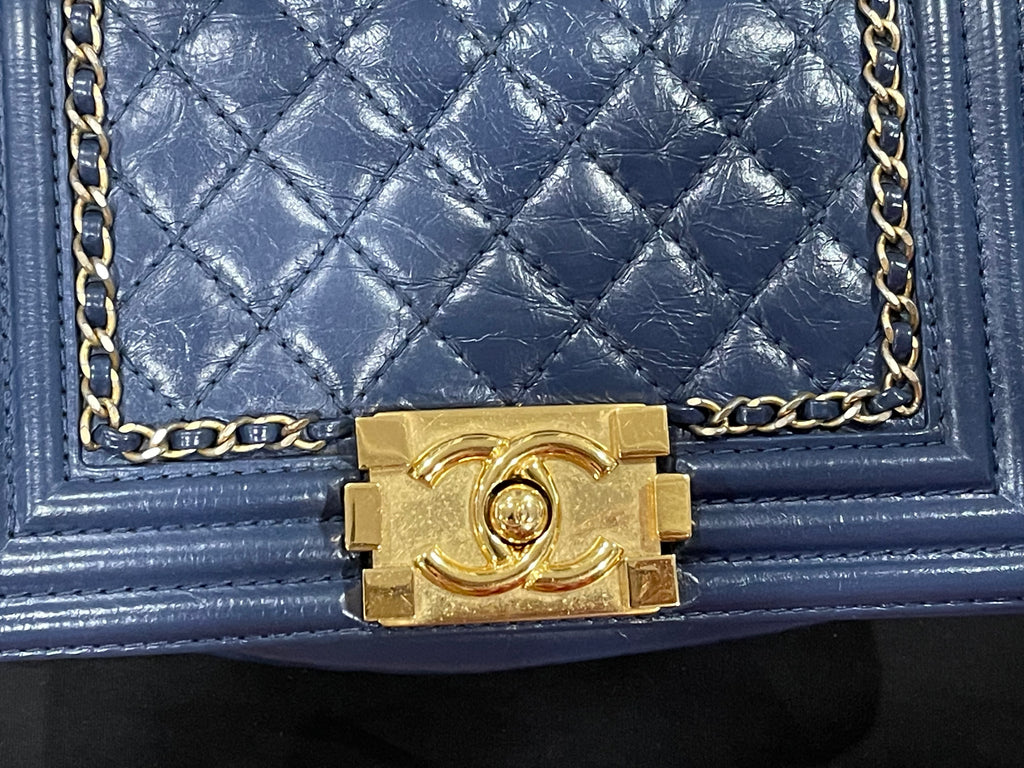 Chanel leboy small blue lambskin gold hardware