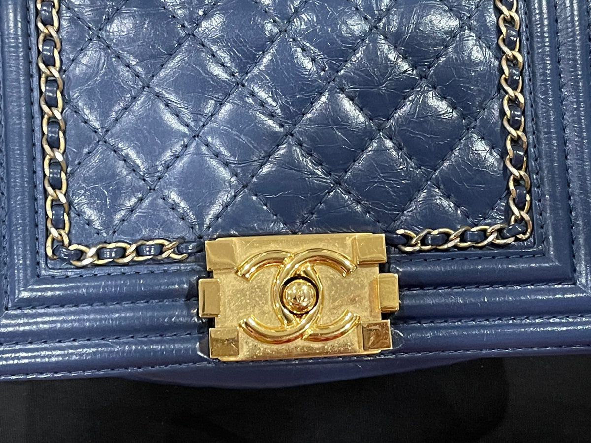 Chanel leboy small blue lambskin gold hardware
