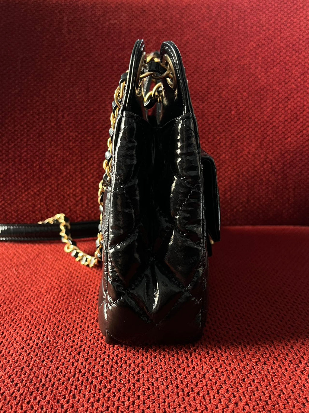 Chanel small hobo bag black crinkled calfskin gold hardware