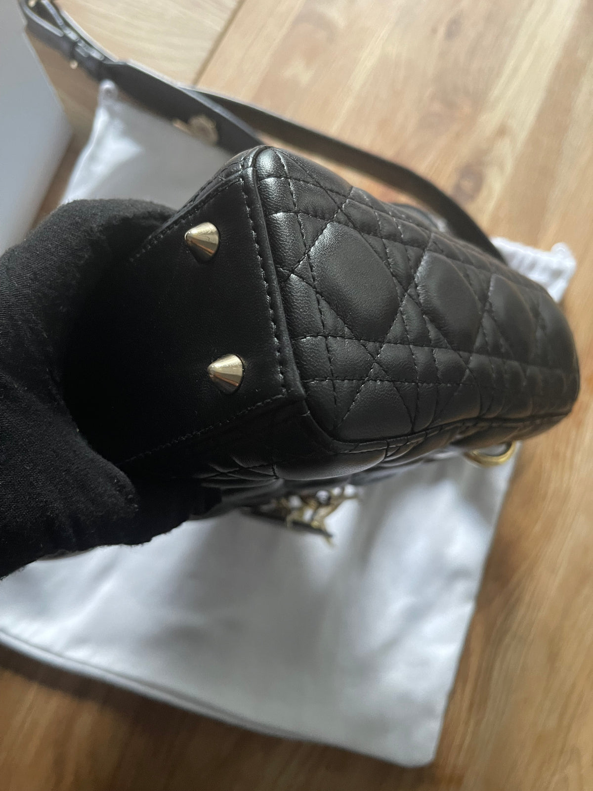 lady dior small black lambskin silver hardware