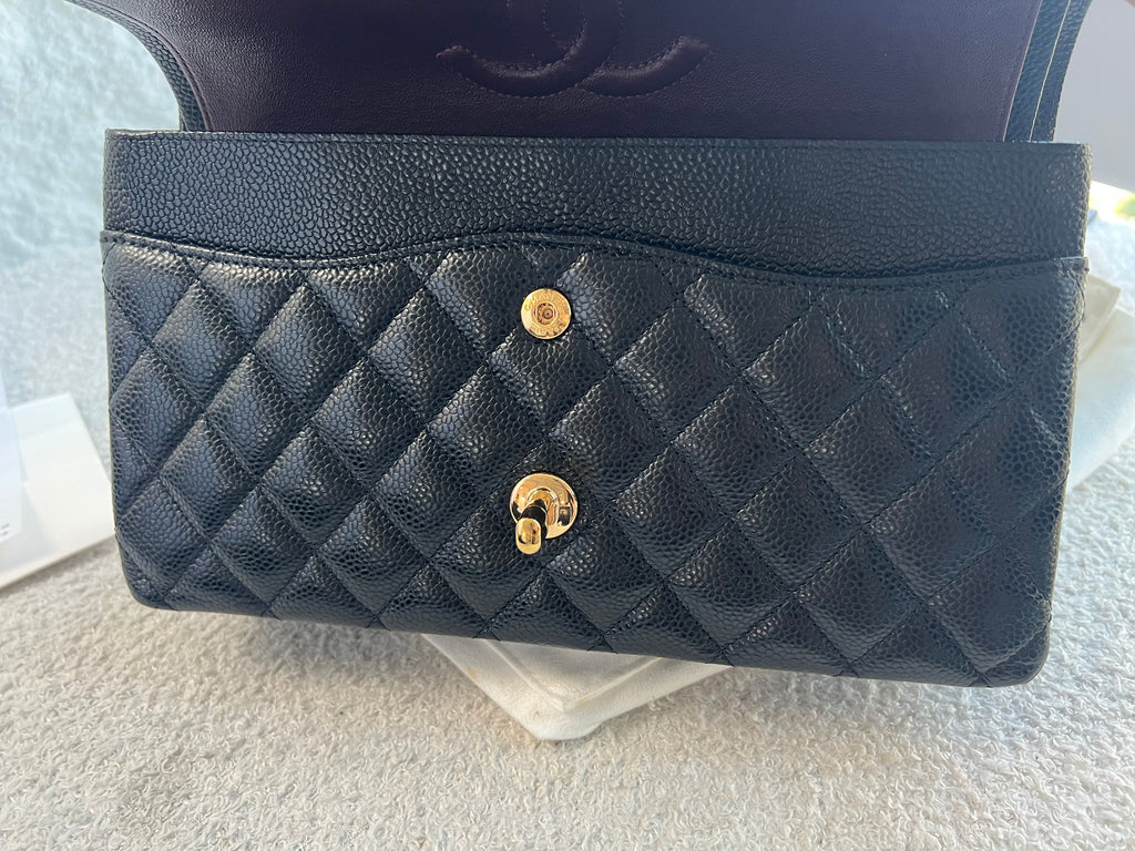 Chanel Timeless Classic Double Flap | Medium | Black Caviar | Gold Hardware | Microchip | Pre-Owned