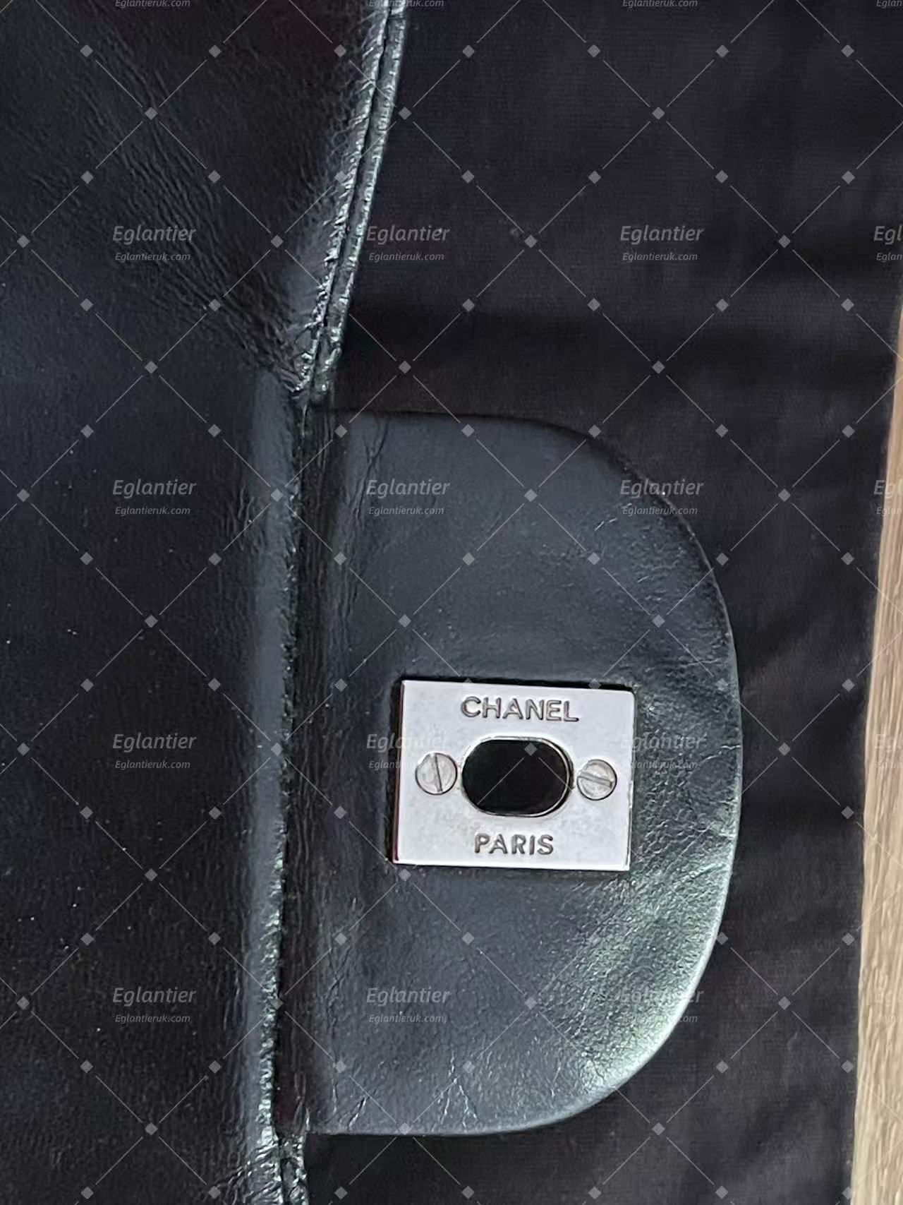 Chanel Timeless Classic single flap jumbo lambskin black silver hardware ID Card