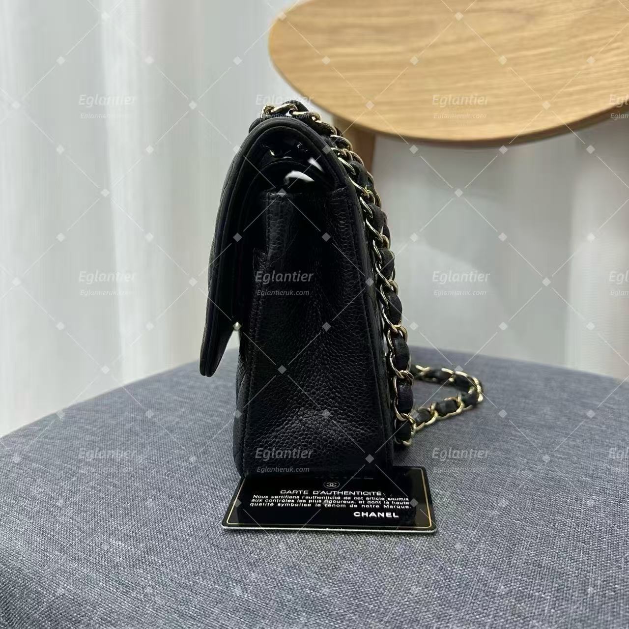 Chanel Timeless Classic Double Flap | Medium | Black Caviar | Gold Hardware | Pre-Owned| ID CARD