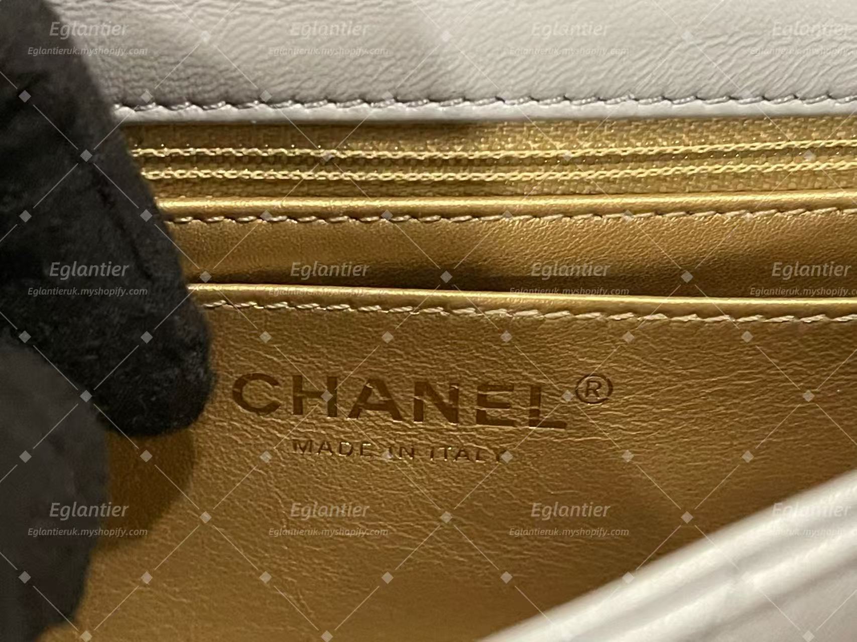 Chanel Timeless flap mini square with pearl lambskin grey GHW
