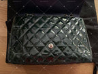 Chanel double flap bag patent leather dark green jumbo