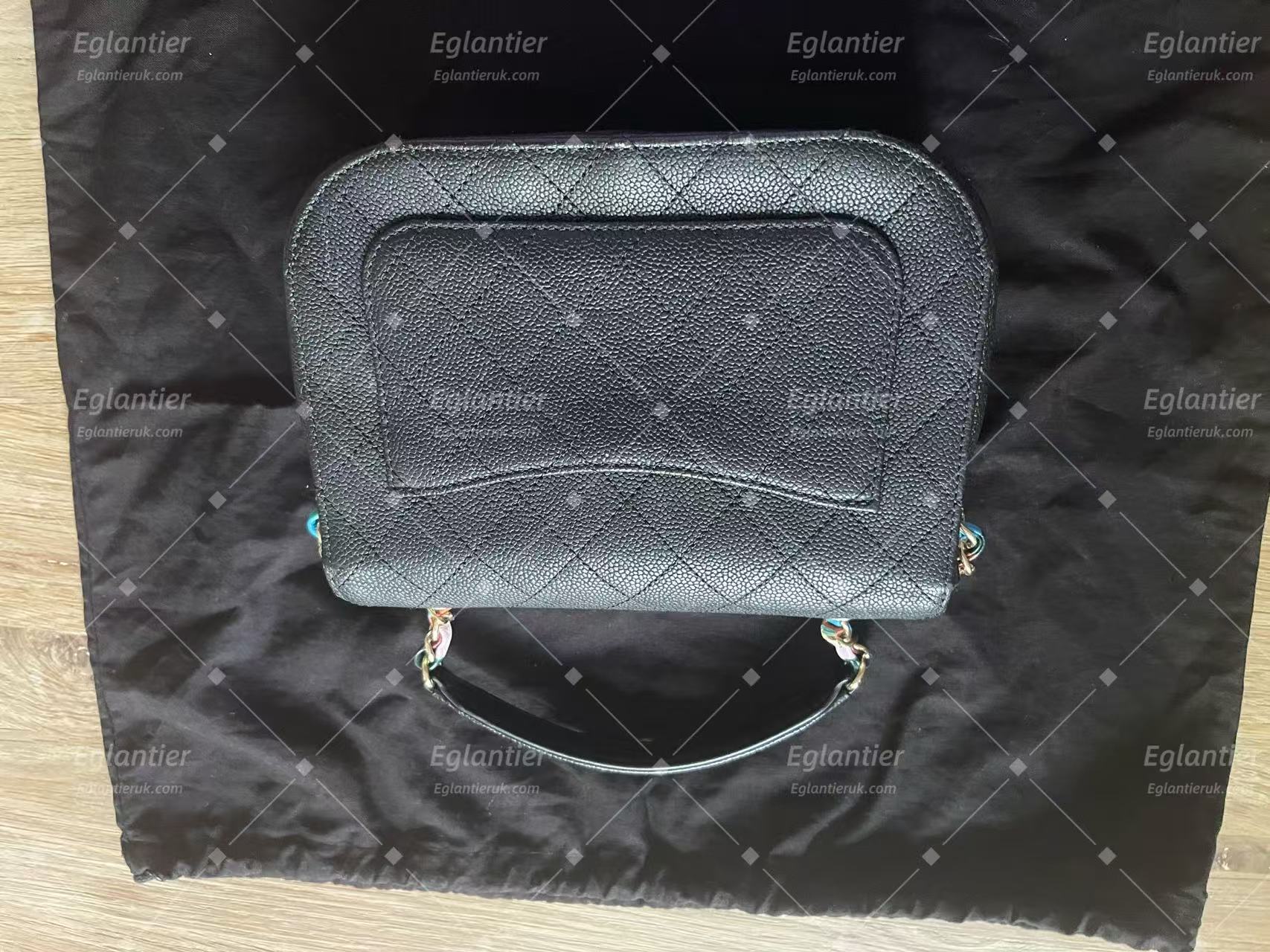 chanel small black flap bag with ID card gold hardware