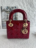 Lady dior mini red patent leather