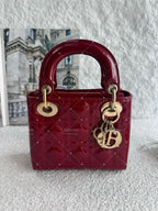 Lady dior mini red patent leather